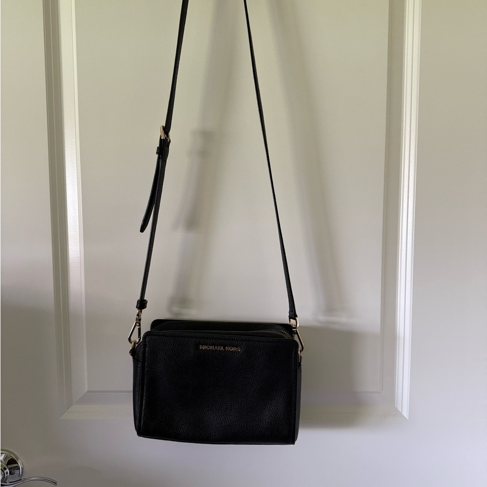 Michael Kors Black Crossbody Bag with Gold Accents